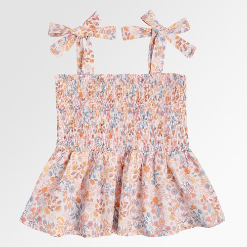 Bata Infantil Feminina Alças Algodão Egípcio Jardim Pala Lastex - SALMON