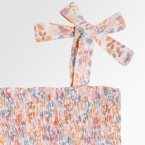 Bata Infantil Feminina Alças Algodão Egípcio Jardim Pala Lastex - SALMON