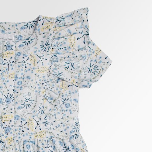 Vestido Infantil Feminino Algodão Egípcio Midi Estampa Caleidoscópio - AZUL