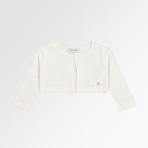 Bolero Tricot de Bebê Feminino Ponto Pipoca - OFF WHITE