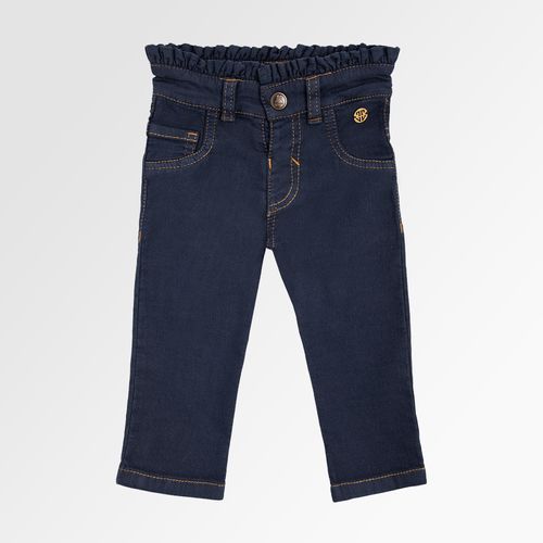 Calça Jeans de Bebê Feminina Lakers com Babados - AZUL PROFUNDO