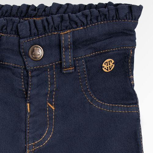 Calça Jeans de Bebê Feminina Lakers com Babados - AZUL PROFUNDO