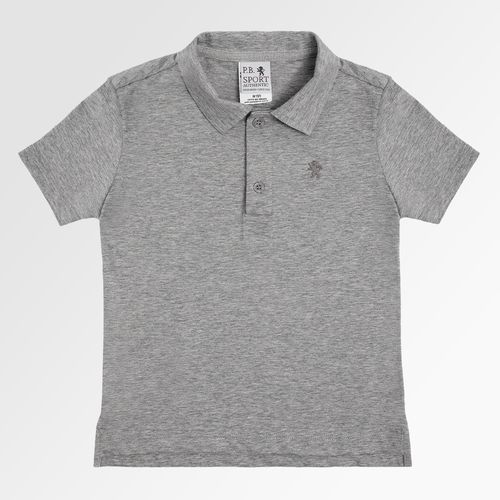 Camiseta Polo Infantil Masculina Manga Curta Malha Pima - CINZA