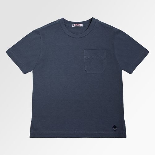 Camiseta Infantil Masculina Manga Curta Malha Pima com Bolso - AZUL JEANS