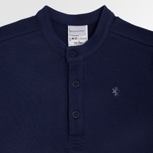 Camiseta Bata Infantil Masculina Manga Curta Piquet - AZUL MARINHO