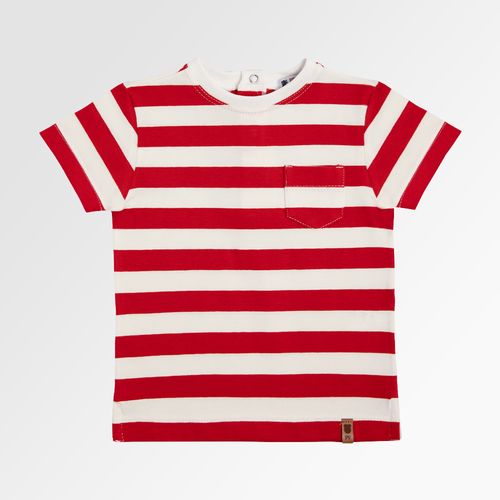 Camiseta de Bebê Masculina Manga Curta Comfy com Bolso - VERMELHO