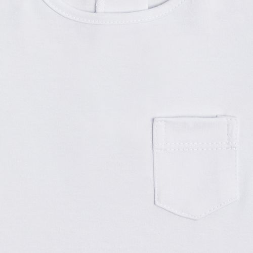 Camiseta de Bebê Feminina Manga Curta Cotton com Bolso - BRANCO