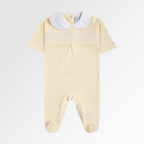 Macacão de Bebê Unissex Longo Tricot Jetty Ponto Smock - AMARELO