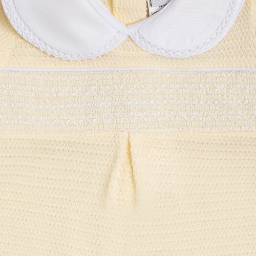 Macacão de Bebê Unissex Longo Tricot Jetty Ponto Smock - AMARELO