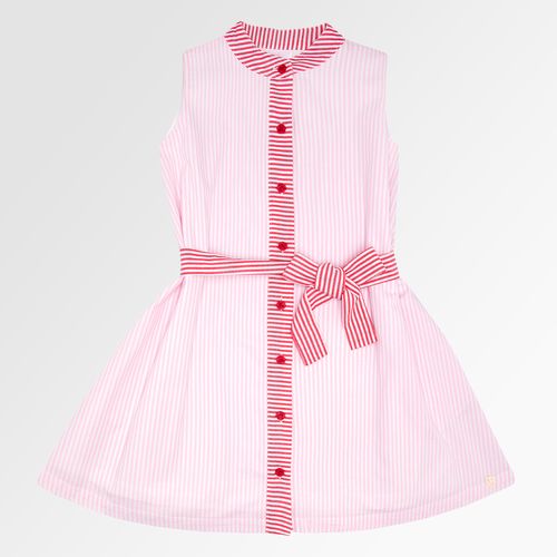 Vestido Infantil Feminino Chemise Listrado Color - ROSA