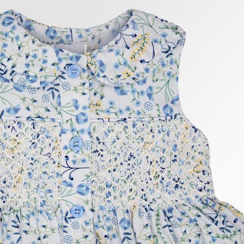 Vestido de Bebê Feminino Algodão Egípcio Estampa Caleidoscópio - AZUL BEBE
