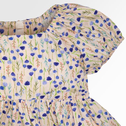 Vestido de Bebê Feminino Algodão Egípcio Estampa Tulipas - BEGE
