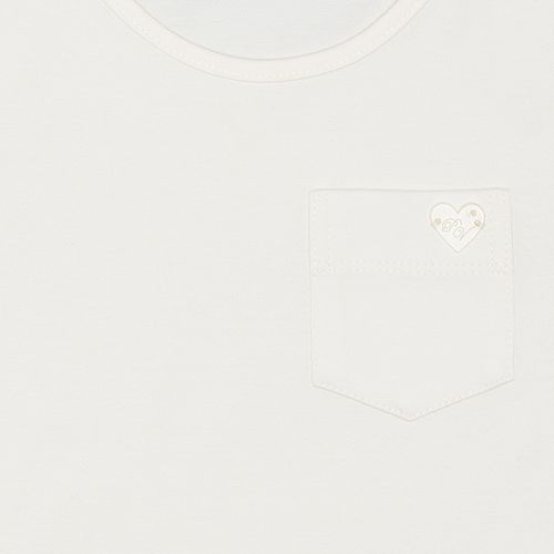 Camiseta Infantil Feminina Manga Curta Cotton com Bolso - OFF WHITE