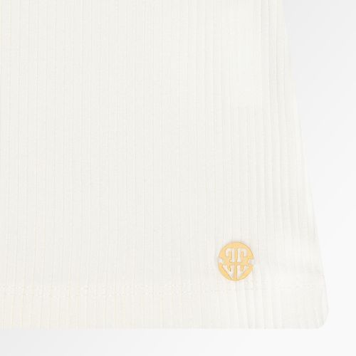 Camiseta de Bebê Feminina Manga Curta Canelada - BRANCO