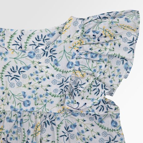 Bata Infantil Feminina Manga Curta Algodão Egípcio Estampa Caleidoscópio - AZUL