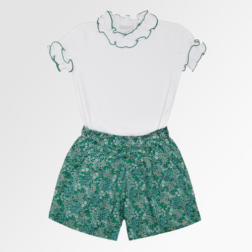Conjunto Infantil Feminino Oxford Estampa Picnic - VERDE