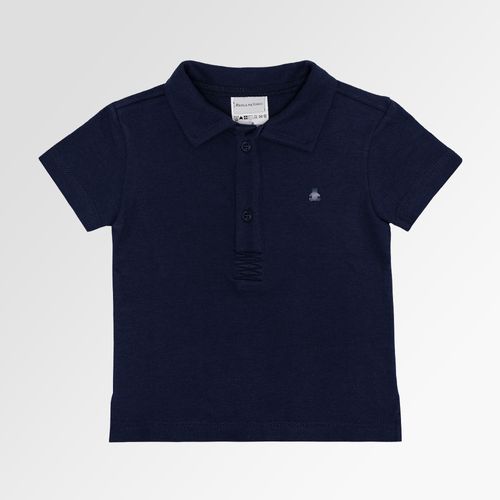 Camiseta Polo de Bebê Masculina Manga Curta Piquet Conf - AZUL MARINHO