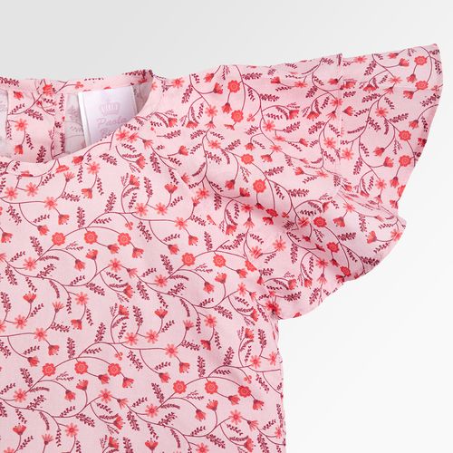 Bata Infantil Feminina Manga Curta Algodão Egípcio Estampa Artsy - ROSA
