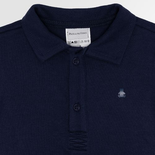 Camiseta Polo de Bebê Masculina Manga Curta Piquet Conf - AZUL MARINHO