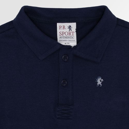 Camiseta Polo Infantil Masculina Manga Curta Piquet Conf - AZUL MARINHO
