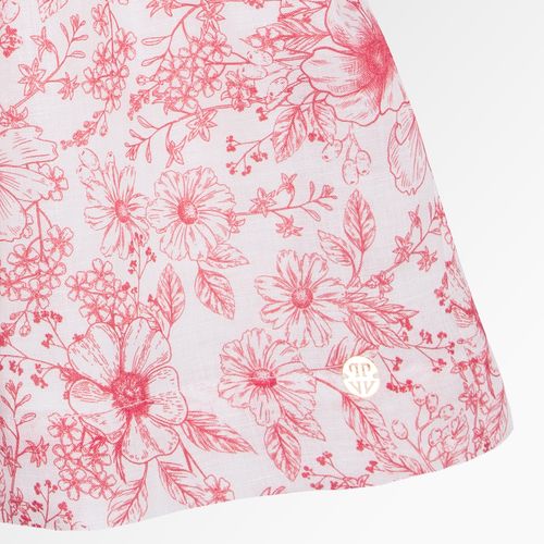 Vestido de Bebê Feminino Puro Linho Estampa Floral - VERMELHO