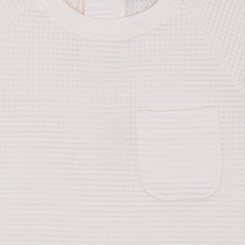 Camiseta de Bebê Masculina Manga Curta Raglan Malha Waffle - OFF WHITE