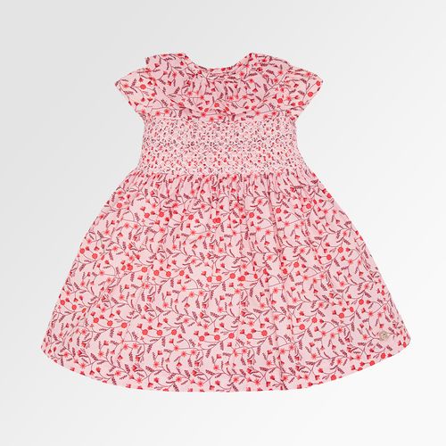 Vestido de Bebê Feminino Algodão Egípcio Ponto Smock Estampa Artsy - ROSA