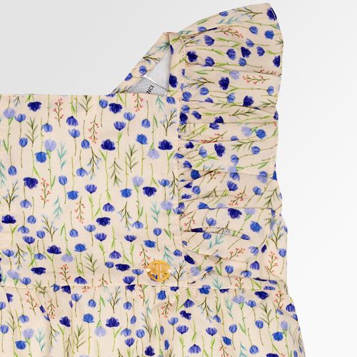 Romper de Bebê Feminino Algodão Egípcio Estampa Tulipas - BEGE