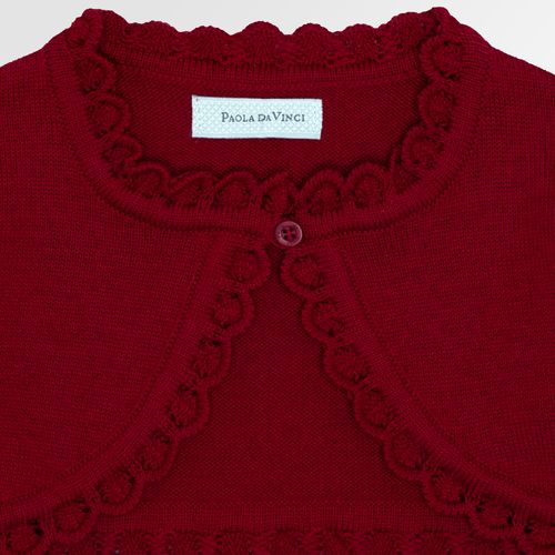 Bolero de Bebê Feminino Tricot Rendado - VERM RED NIGHT