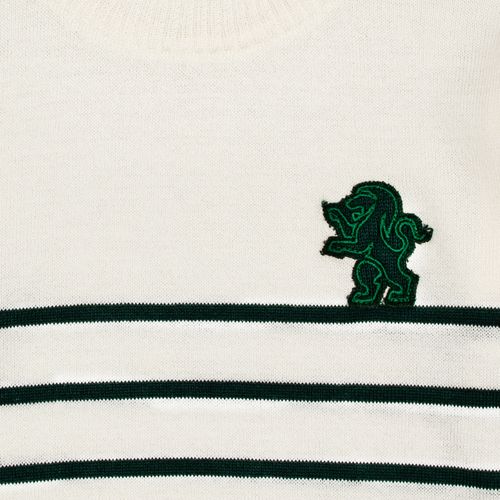 Blusa Tricot Infantil Masculina Listrada Leão Aplicado - OFF WHITE