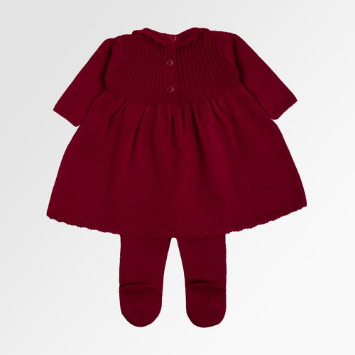 Saída de Maternidade Vestido de Bebê Feminino Tricot Pala Trabalhada - VERM RED NIGHT