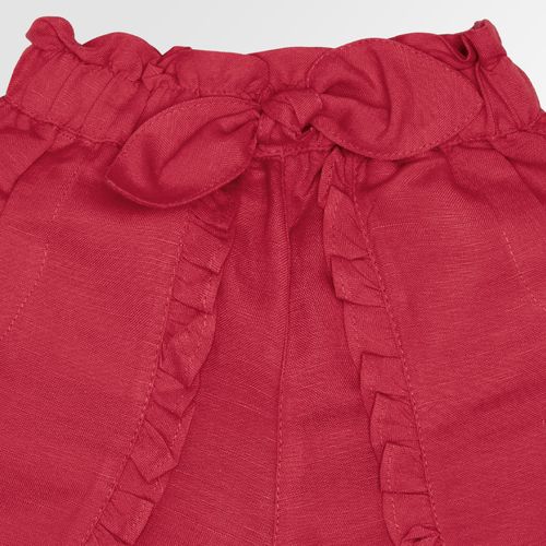 Shorts Infantil Feminino Linen Fresh com Babados - VERMELHO