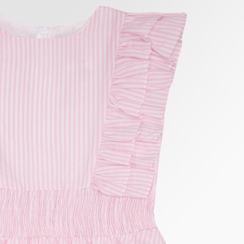 Vestido Infantil Feminino Listrado Color com Lastex - ROSA