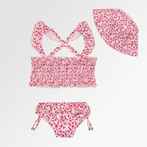 Biquíni de Bebê Feminino com Proteção UV50+ Estampa Artsy - ROSA