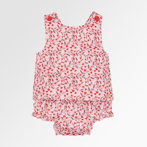 Conjunto de Bebê Feminino Oxfordine Estampa Artsy com Babados - ROSA