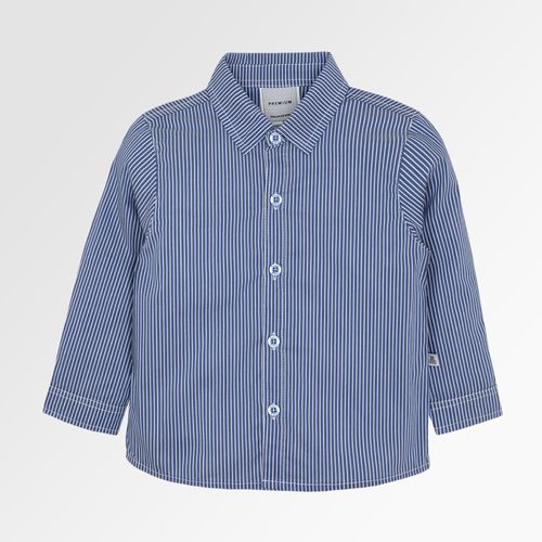 Camisa de Bebê Masculina Manga Longa Slim Listrada Fio 60 - AZUL