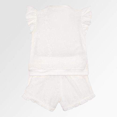 Conjunto Infantil Feminino Atoalhado com Babados - OFF WHITE