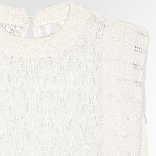 Blusa Tricot de Bebê Feminina Rendada com Babados - OFF WHITE