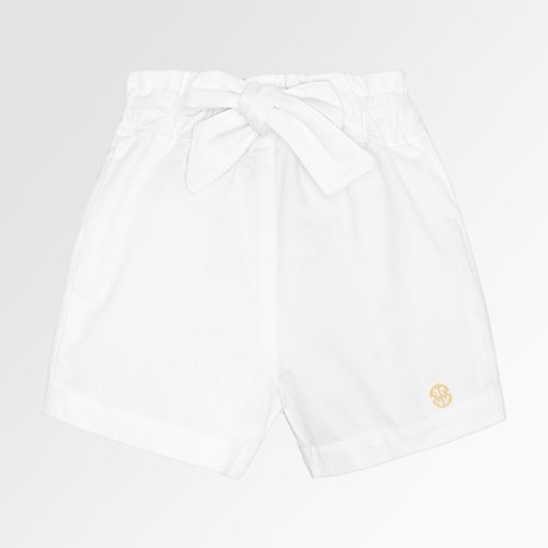 Shorts de Bebê Feminino Sarja Plus com Babados - BRANCO