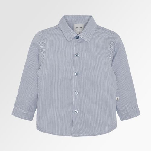 Camisa de Bebê Masculina Manga Longa Slim Listrada Fio 60 - AZUL