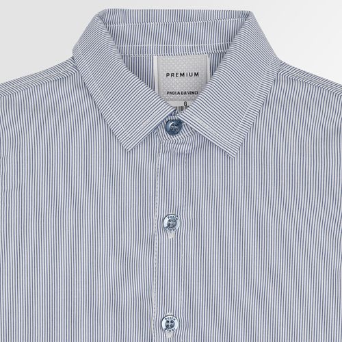 Camisa de Bebê Masculina Manga Longa Slim Listrada Fio 60 - AZUL