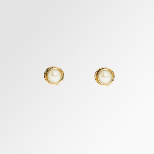 Brinco de Bebê Feminino Pérola Rococó 3mm Ouro 18k - UNICO