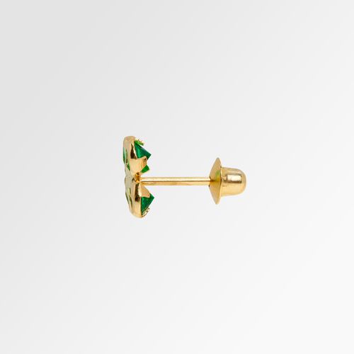 Brinco de Bebê Feminino Zircônia 4cx Diamantados 2,5mm Ouro 18k - VERDE