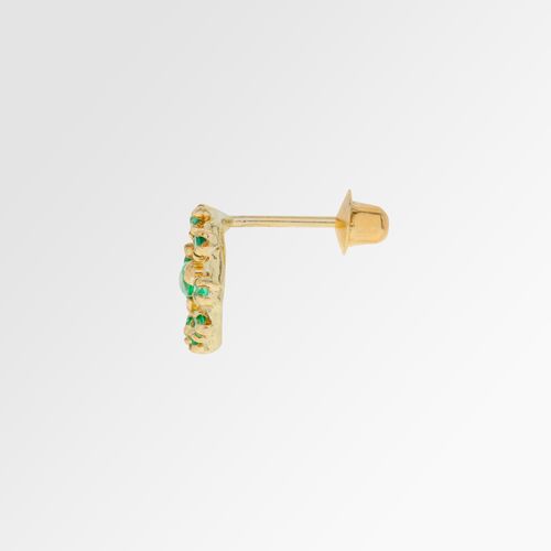 Brinco Infantil Feminino 8 Chatão com Navete Ouro 18k - VERDE