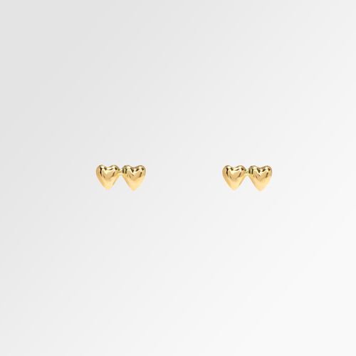Brinco de Bebê Feminino Coração Duplo Ouro 18k - UNICO