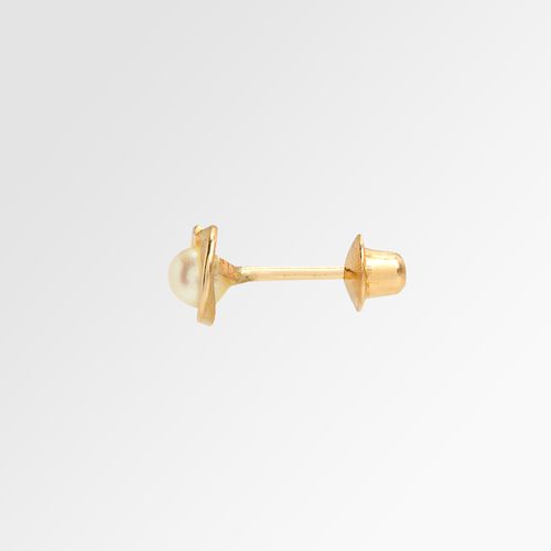 Brinco de Bebê Feminino Pérola Rococó 2,5mm Ouro 18k - UNICO