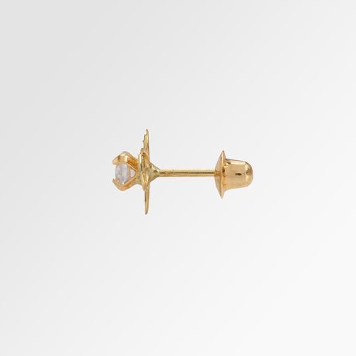 Brinco de Bebê Feminino Flor com Cristal Ouro 18k - UNICO