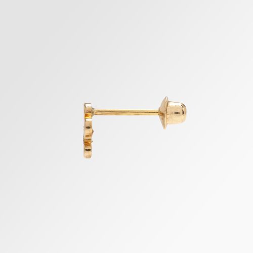 Brinco de Bebê Feminino Trevo 5 Pétalas Ouro 18k - TRANSPARENTE