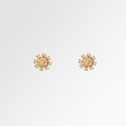 Brinco de Bebê Feminino Chuveiro Diamantado Ouro 18k - UNICO