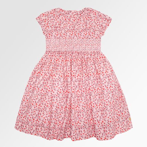 Vestido Infantil Feminino Algodão Egípcio Ponto Smock Estampa Artsy - ROSA